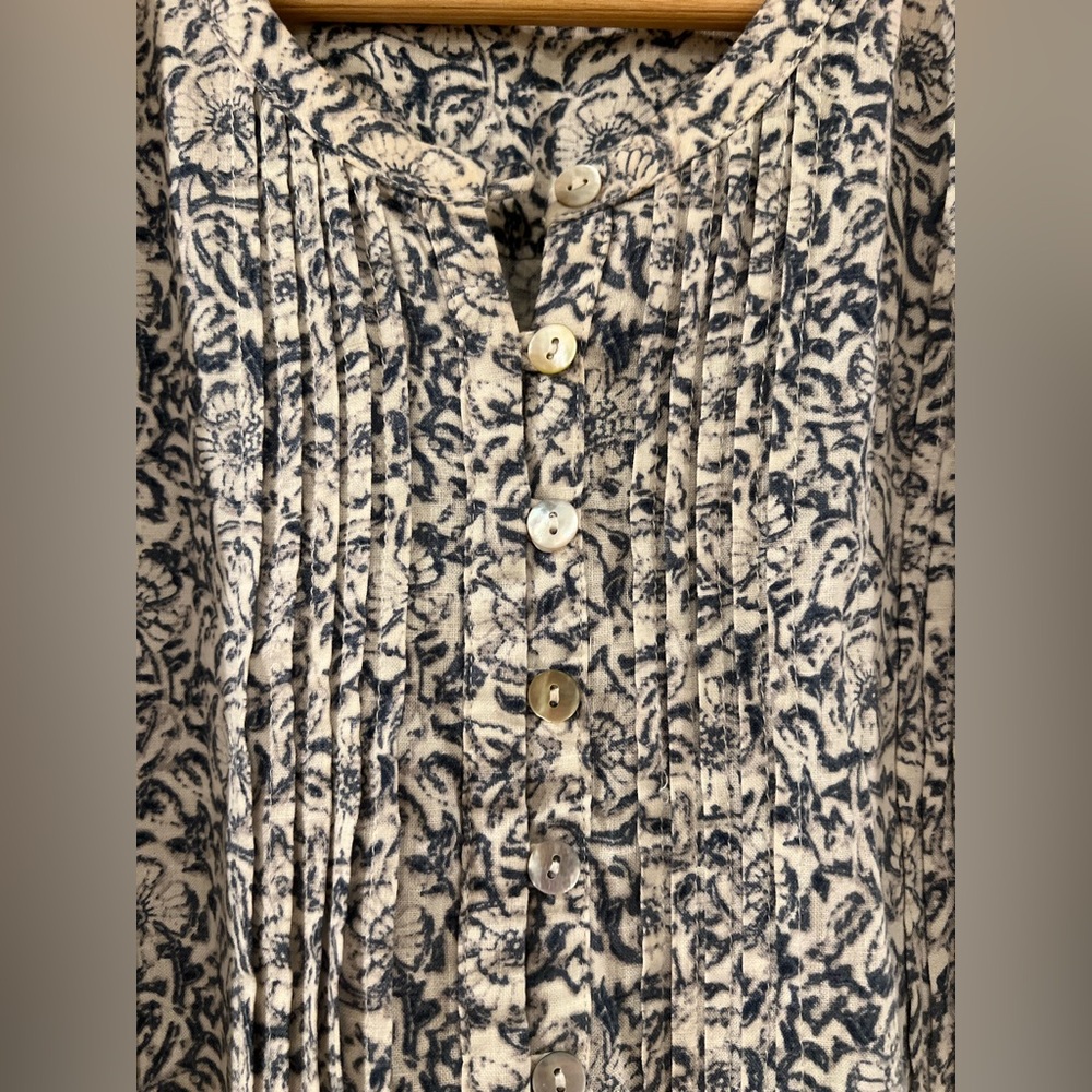 Faherty Hemp Blend Dress “Cream Imma Flora” Print Large - Picture 3 of 7